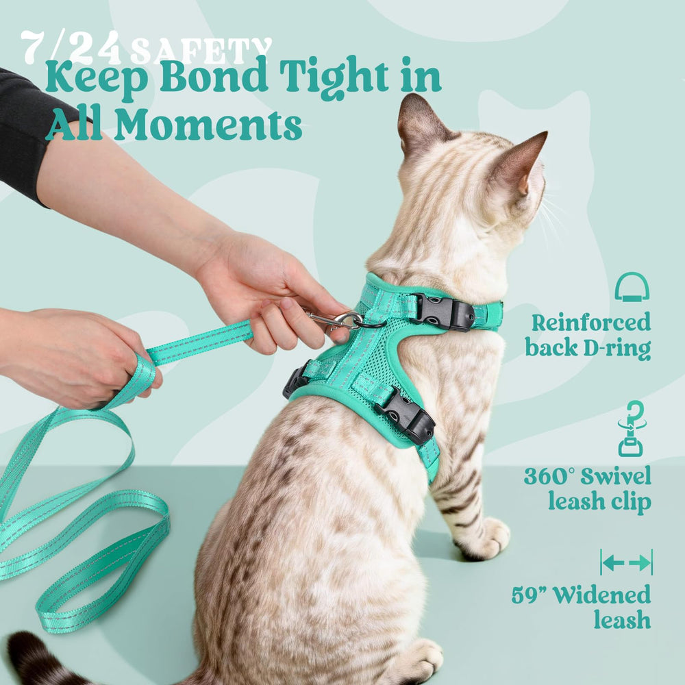 rabbitgoo Cat Harness back D-ring attached to the included leash.