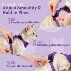 rabbitgoo Cat Harness and Leash showing the leash attached to the back D-ring.