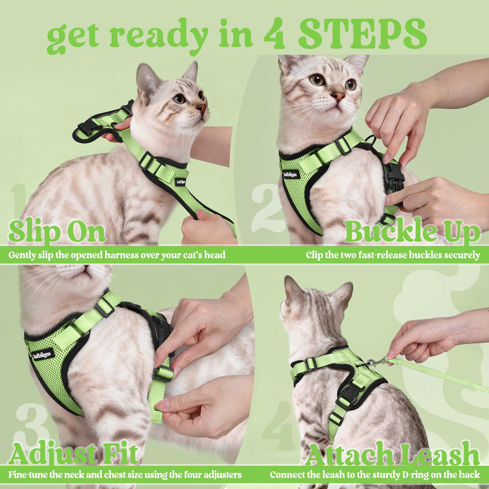 rabbitgoo Cat Harness Set with the leash shown alongside the vest.