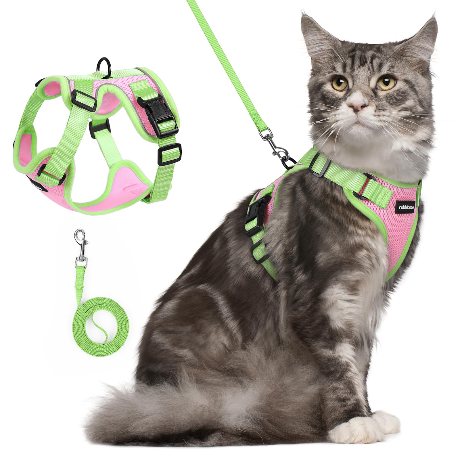 rabbitgoo cat harness and leash set shown from the front.
