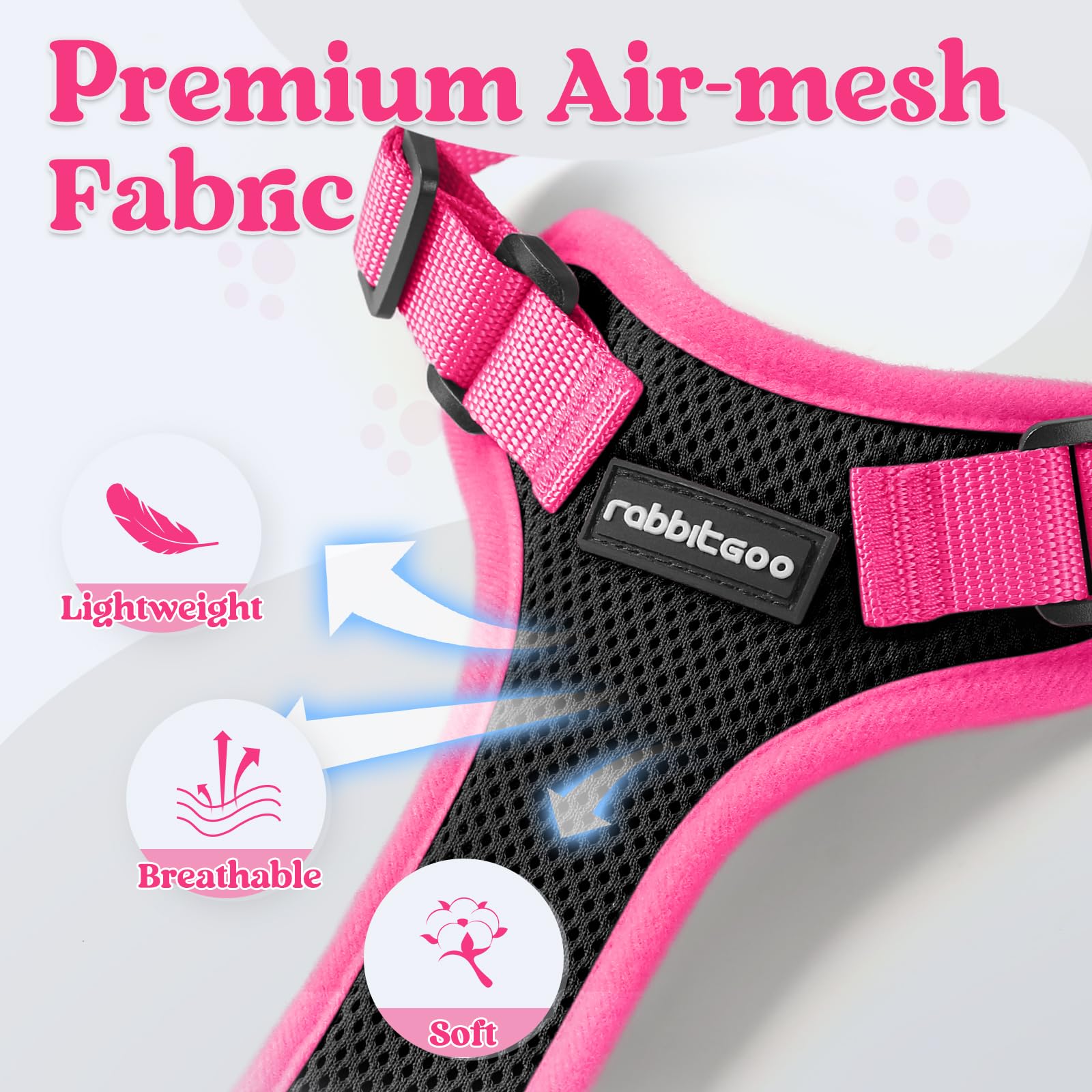 rabbitgoo Cat Harness and Leash Set showing an adjustable slider detail.