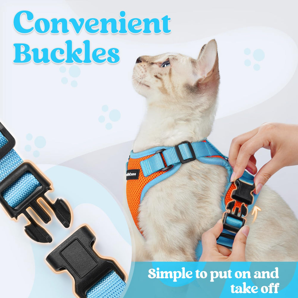 rabbitgoo Cat Harness and Leash Set showing its Orange & Light Blue color combination.