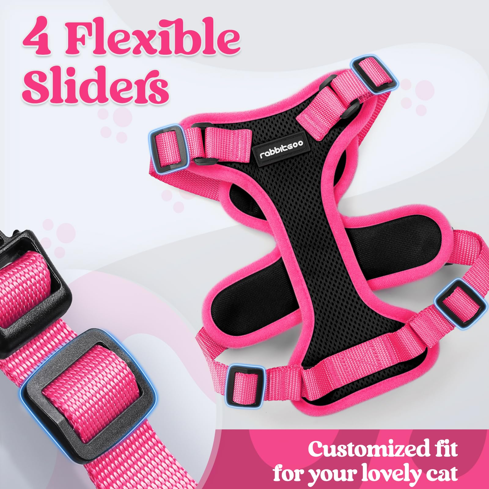 rabbitgoo Cat Harness and Leash Set with reflective strips visible on the vest.