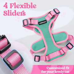 rabbitgoo Cat Harness close-up showing its mesh, soft edges, and cushion.