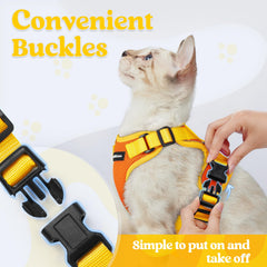rabbitgoo cat harness close-up showing its breathable mesh, soft edges, and sponge cushion.