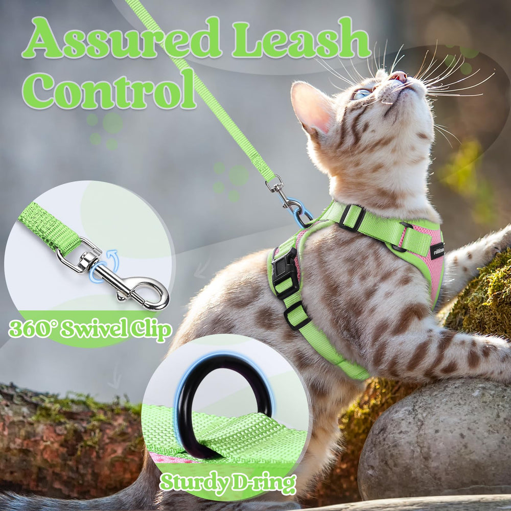 rabbitgoo Cat Harness and Leash Set showing the breathable mesh and soft edges.