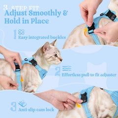 rabbitgoo Cat Harness air mesh and plush inner padding shown close up.