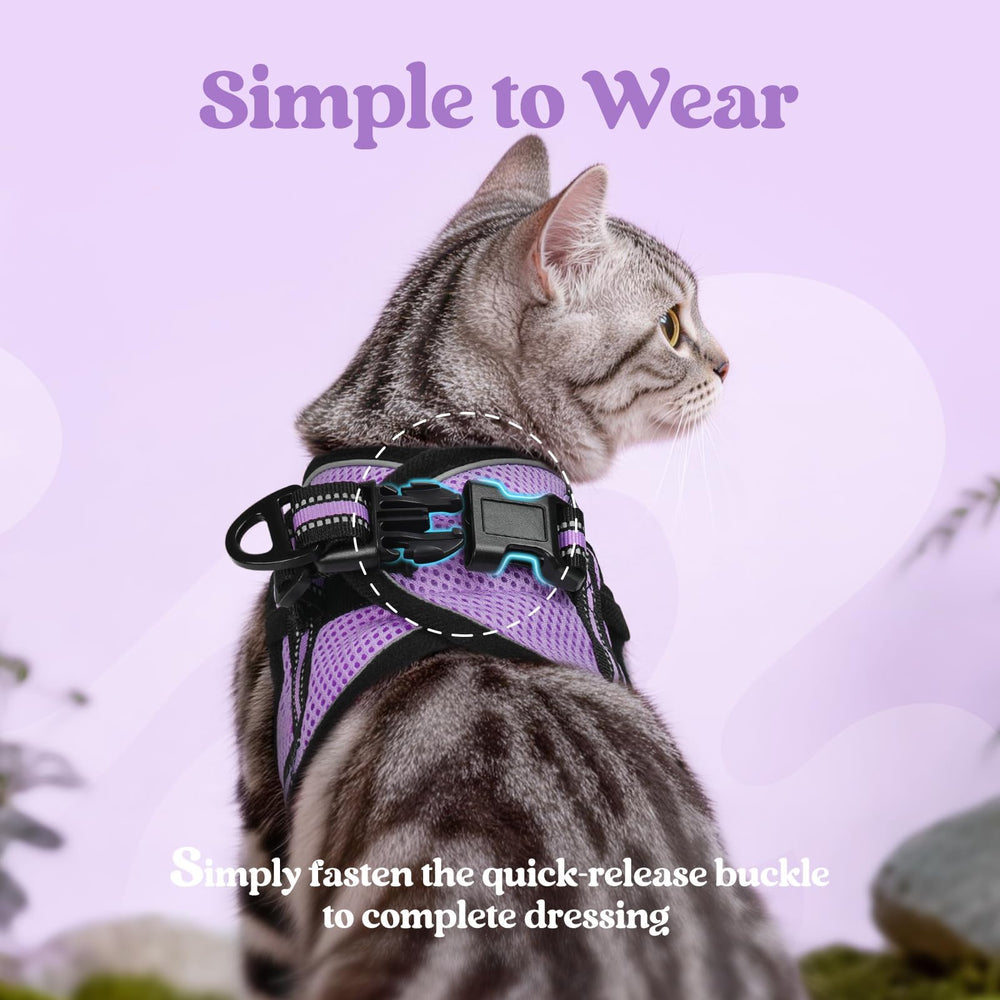 rabbitgoo Cat Harness and Leash Set with close-up air-mesh padding.
