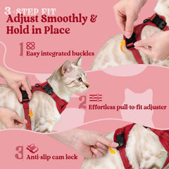 rabbitgoo cat harness breathable mesh and padded lining shown in detail.