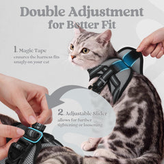 rabbitgoo Cat Harness and Leash Set showing its breathable air-mesh padding.