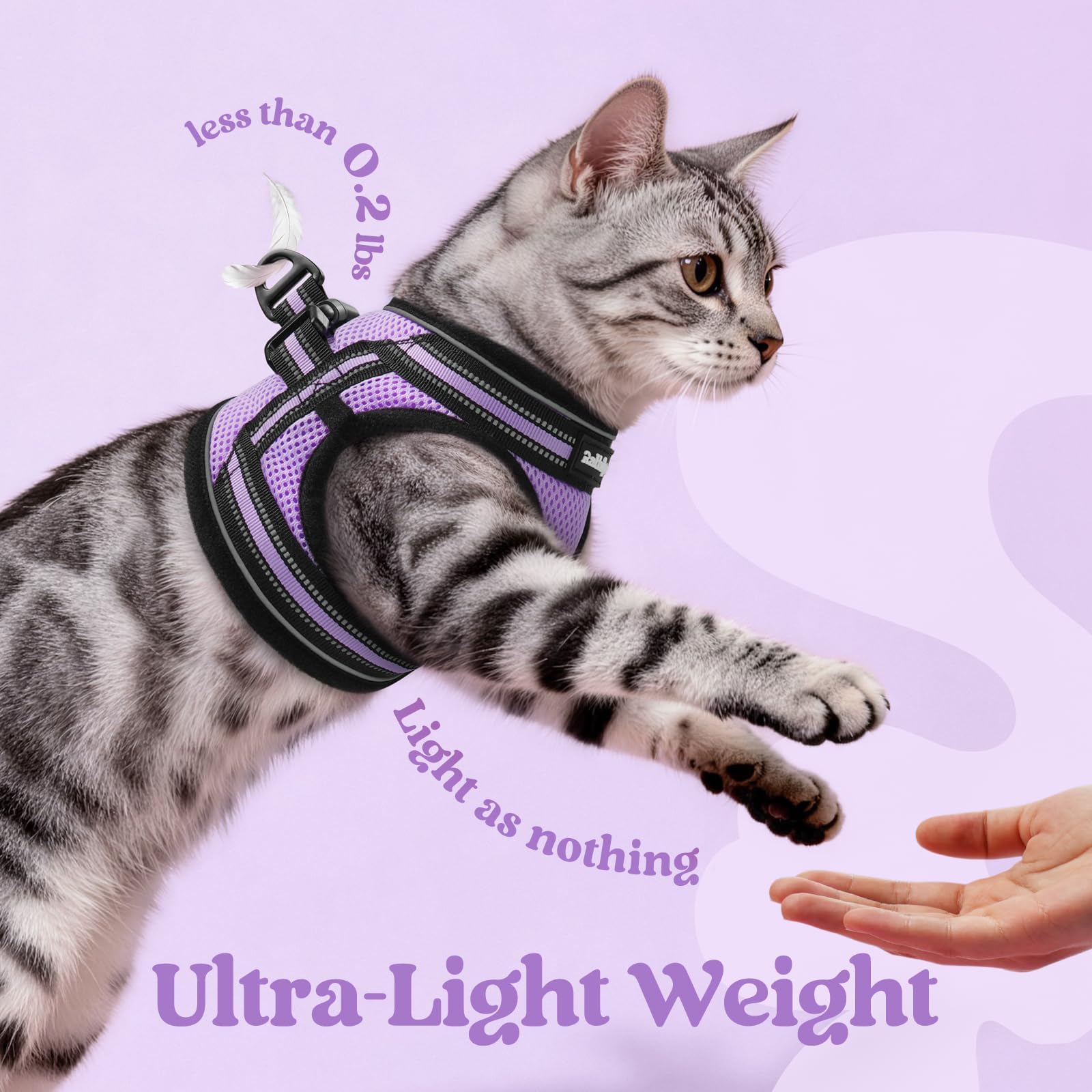 rabbitgoo Cat Harness and Leash Set showing its metal leash ring.