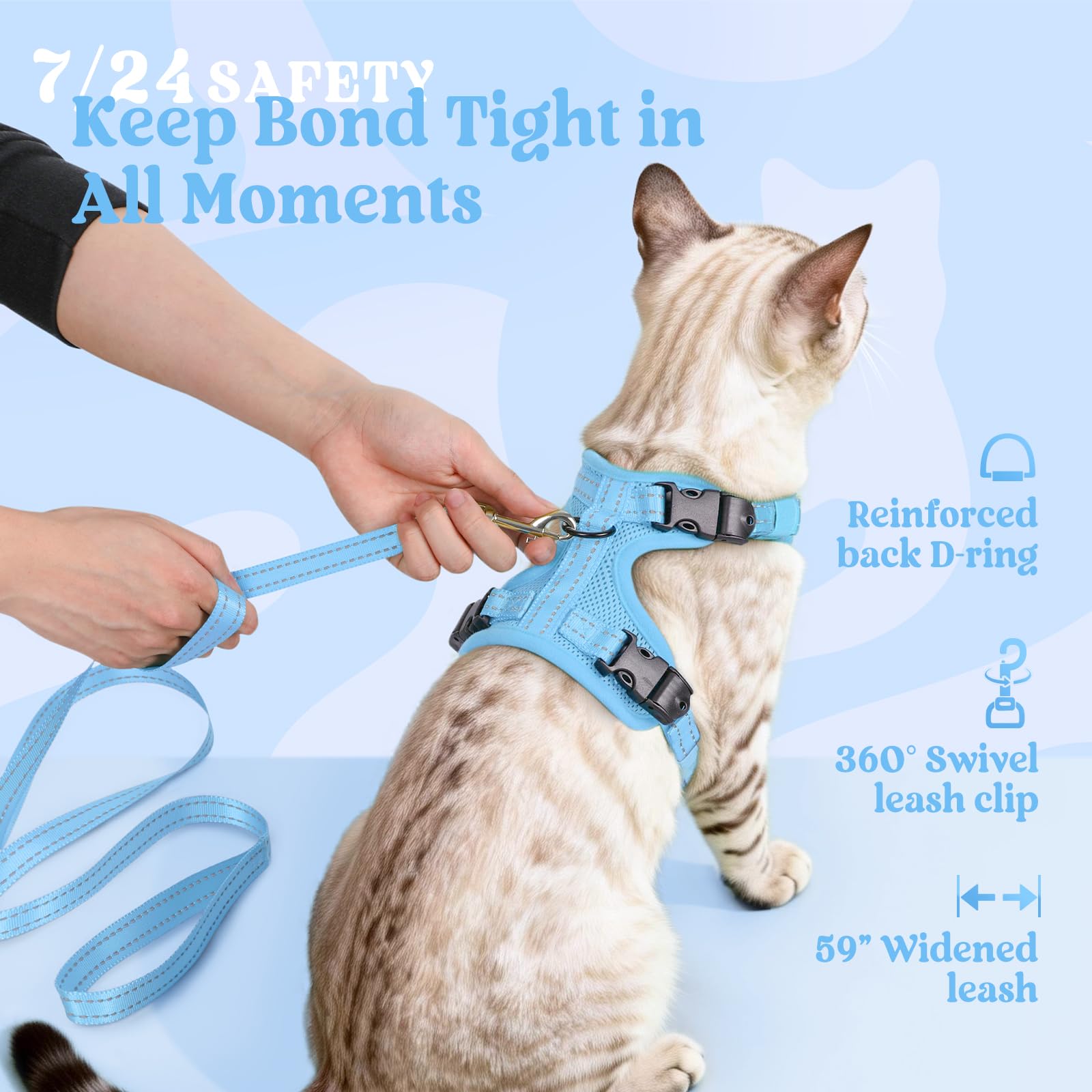 rabbitgoo Cat Harness shown fitted on a cat.