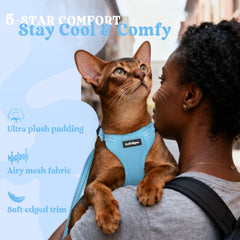 rabbitgoo Cat Harness reflective strips shown on the harness and leash.