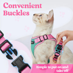 rabbitgoo Cat Harness with reflective strips shown in close-up.