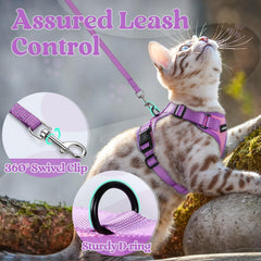 rabbitgoo Cat Harness and Leash Set showing the reflective strips on the harness.