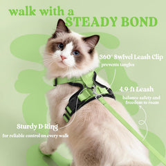 rabbitgoo Cat Harness detail showing reflective strips for low-light visibility.