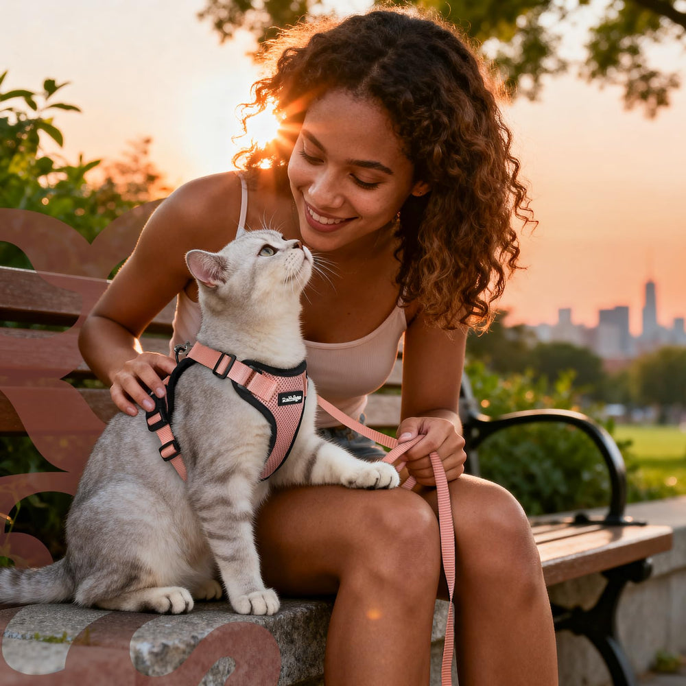 rabbitgoo Cat Harness in its light salmon pink color.