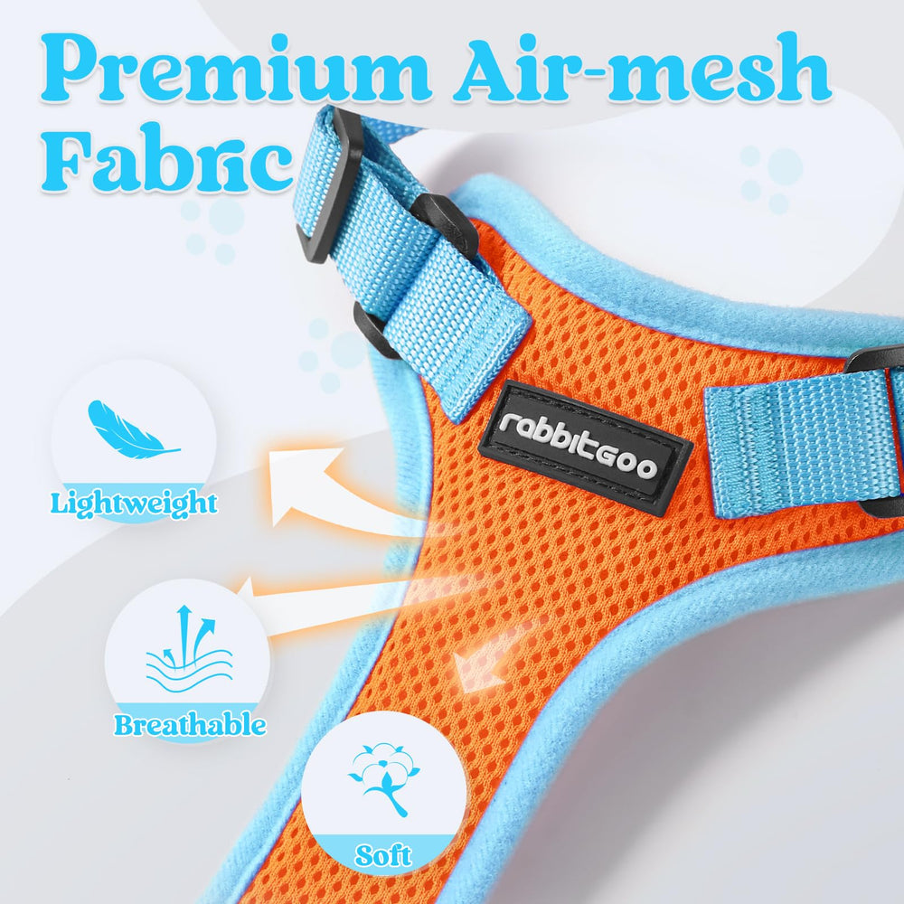 rabbitgoo cat harness close-up of breathable mesh, soft edges and sponge cushion.