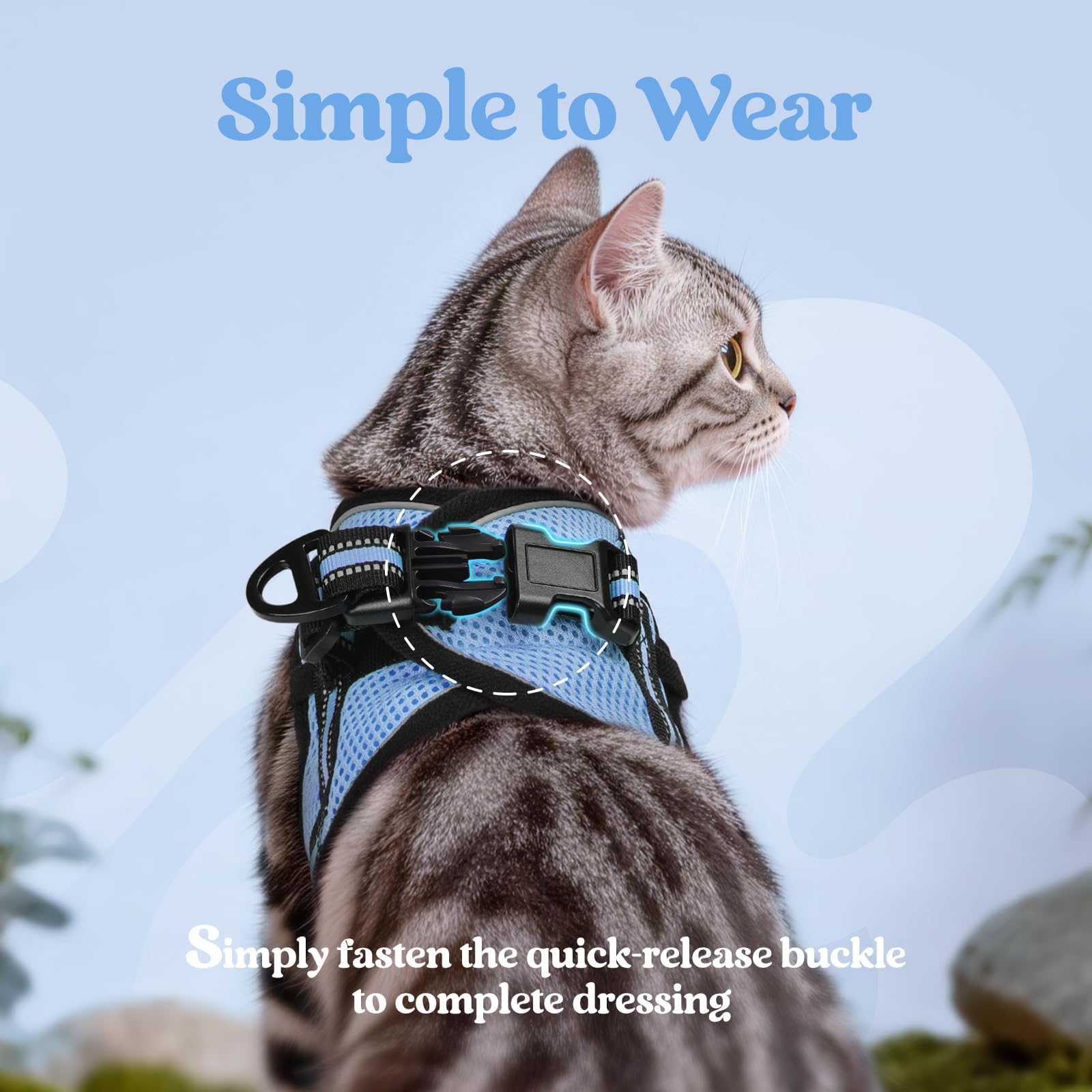 rabbitgoo Cat Harness and Leash Set close-up of its quick-release buckle.