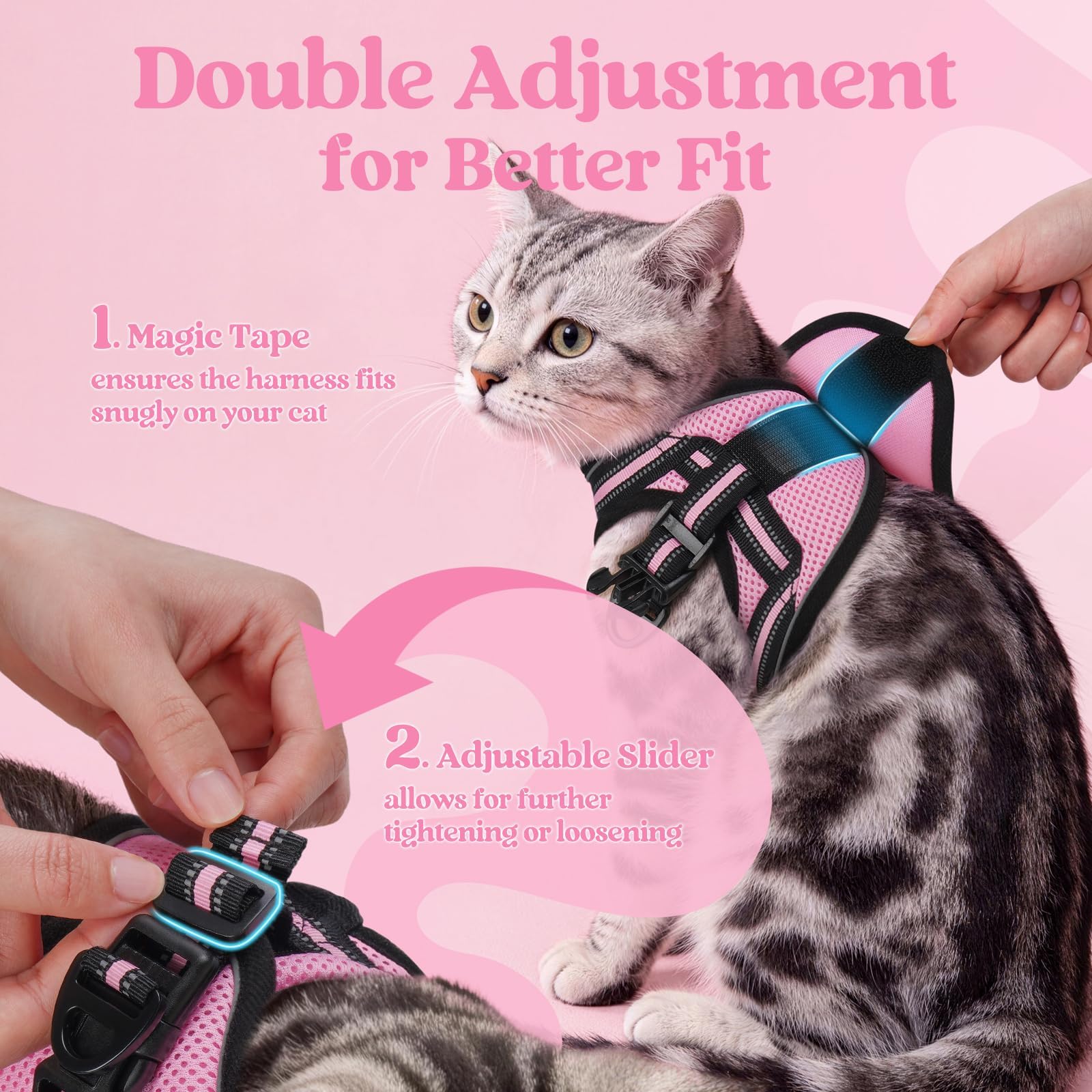 rabbitgoo cat harness set showing its step-through vest design.