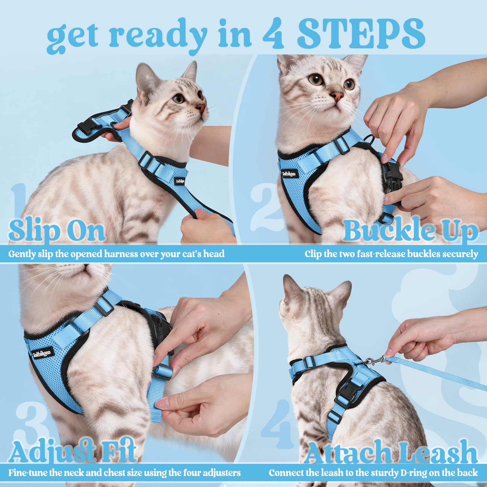 rabbitgoo cat harness shown from a side angle.