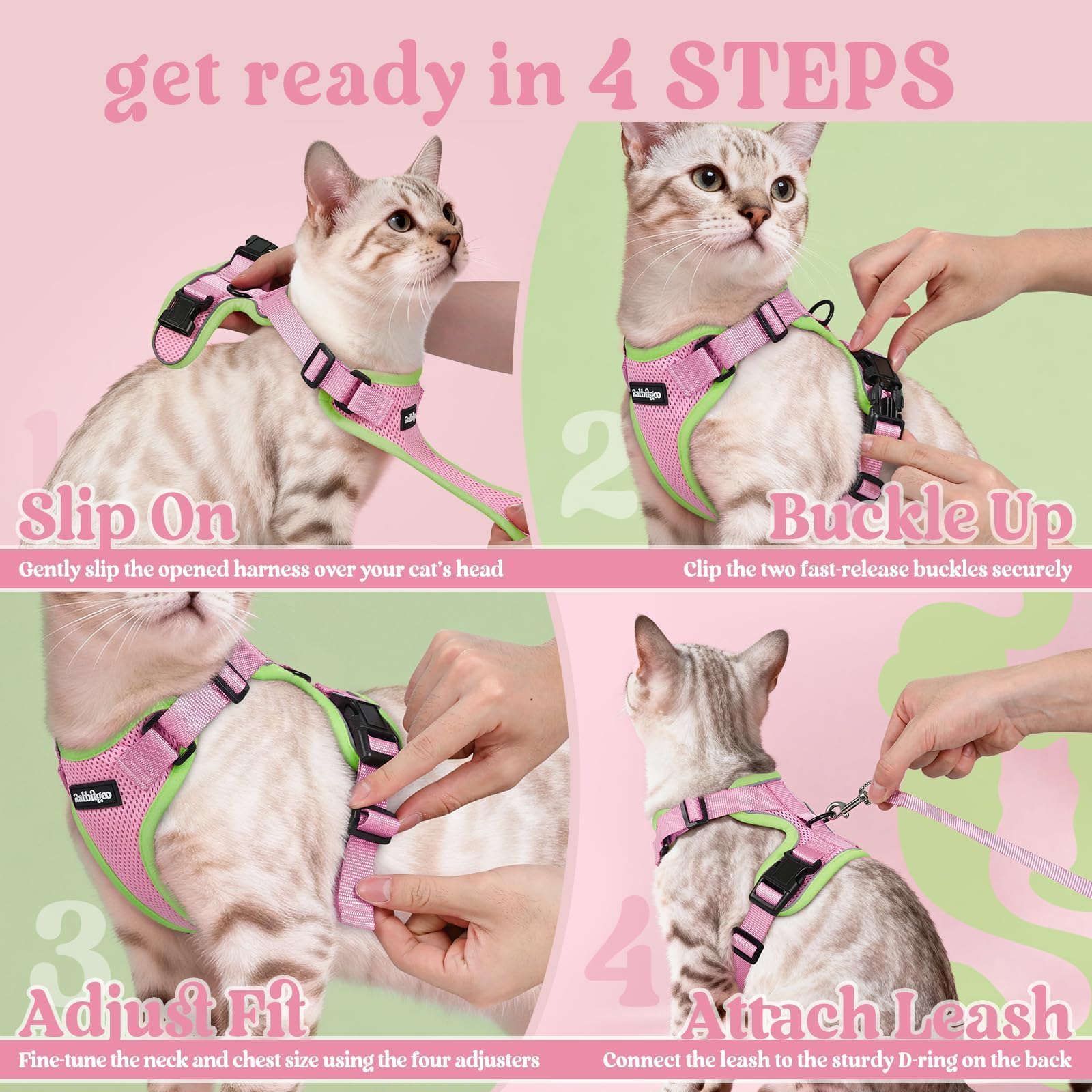 rabbitgoo Cat Harness shown worn by a cat.