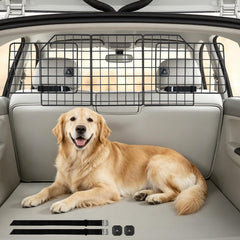 rabbitgoo Dog Car Barrier shown from the front with its main panel and side panels.