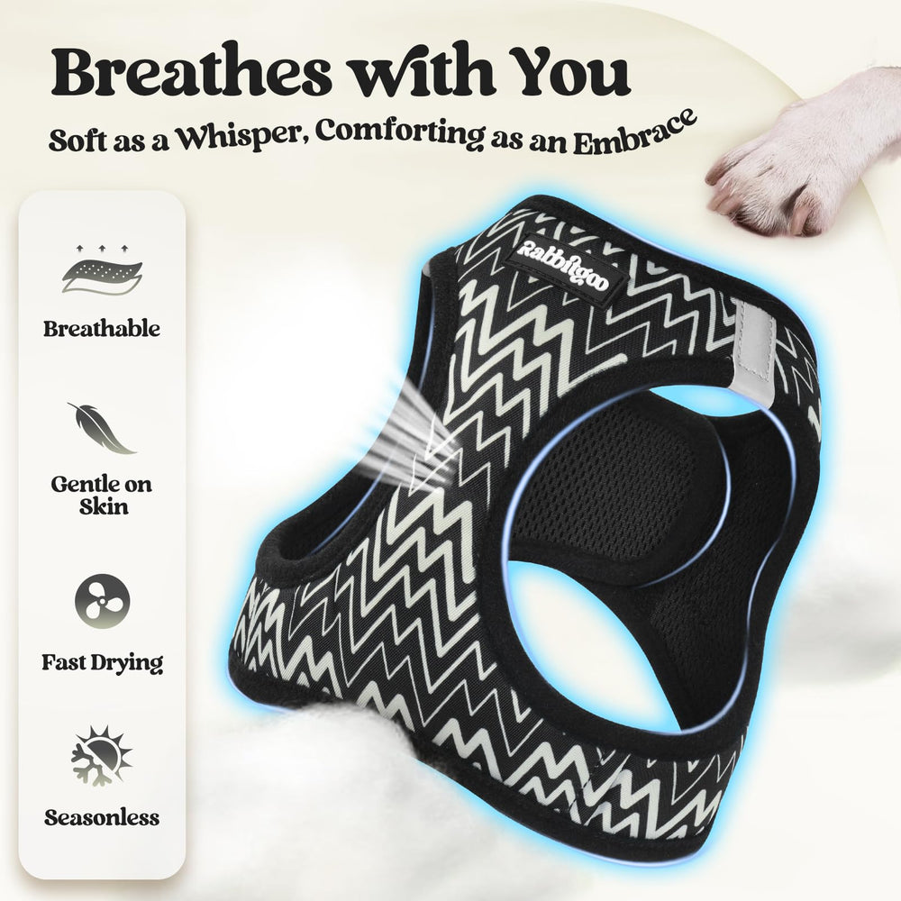 Adjustable hook-and-loop closure on the rabbitgoo dog harness.
