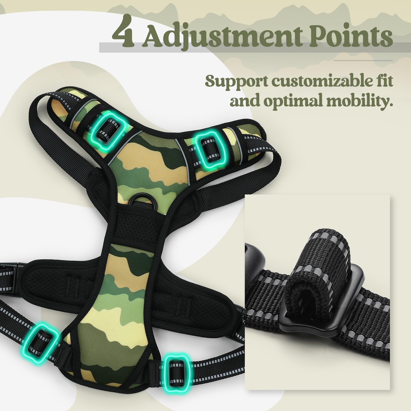 rabbitgoo Dog Harness detail showing the adjustable straps.
