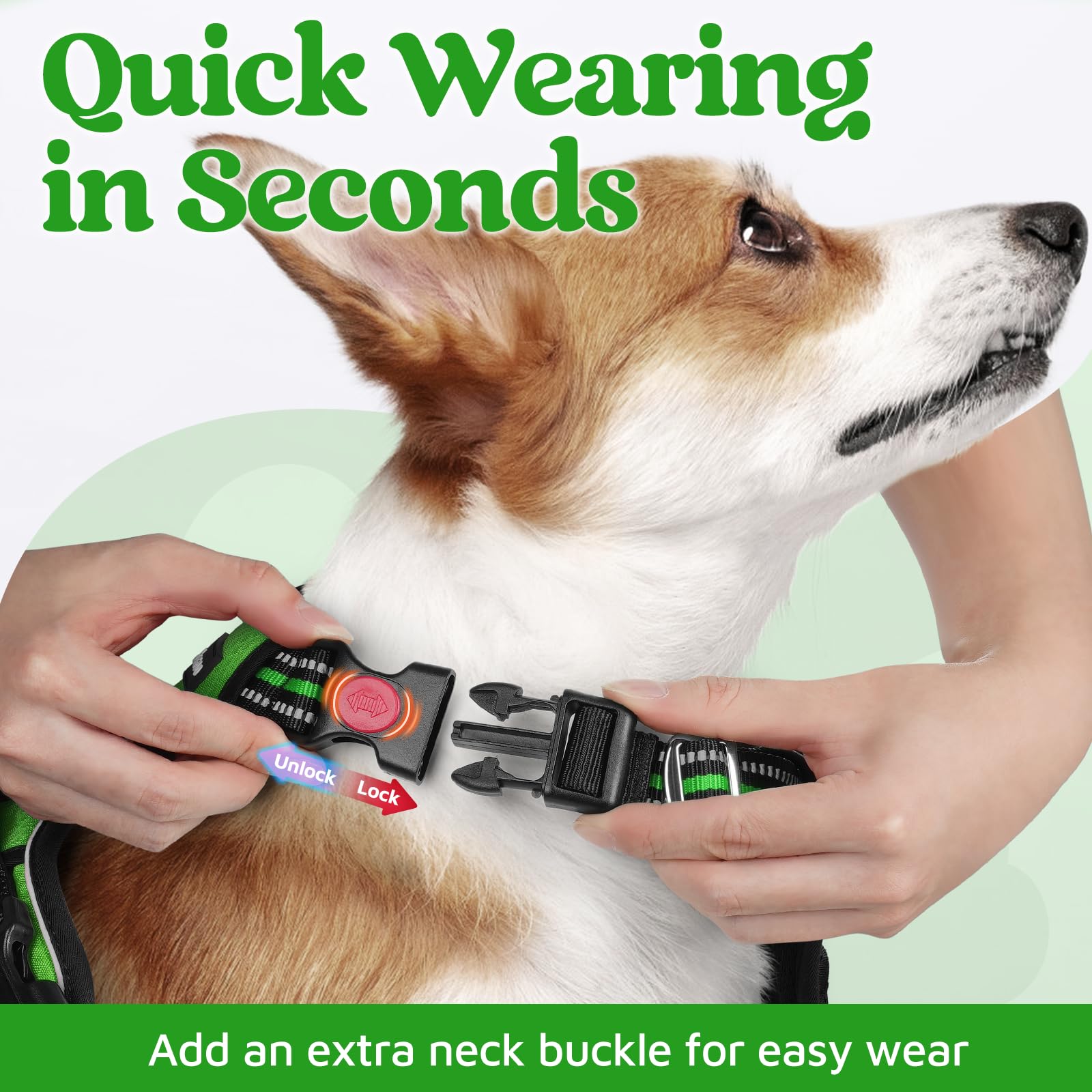 rabbitgoo dog harness close-up showing the air mesh and cushioned fabric.