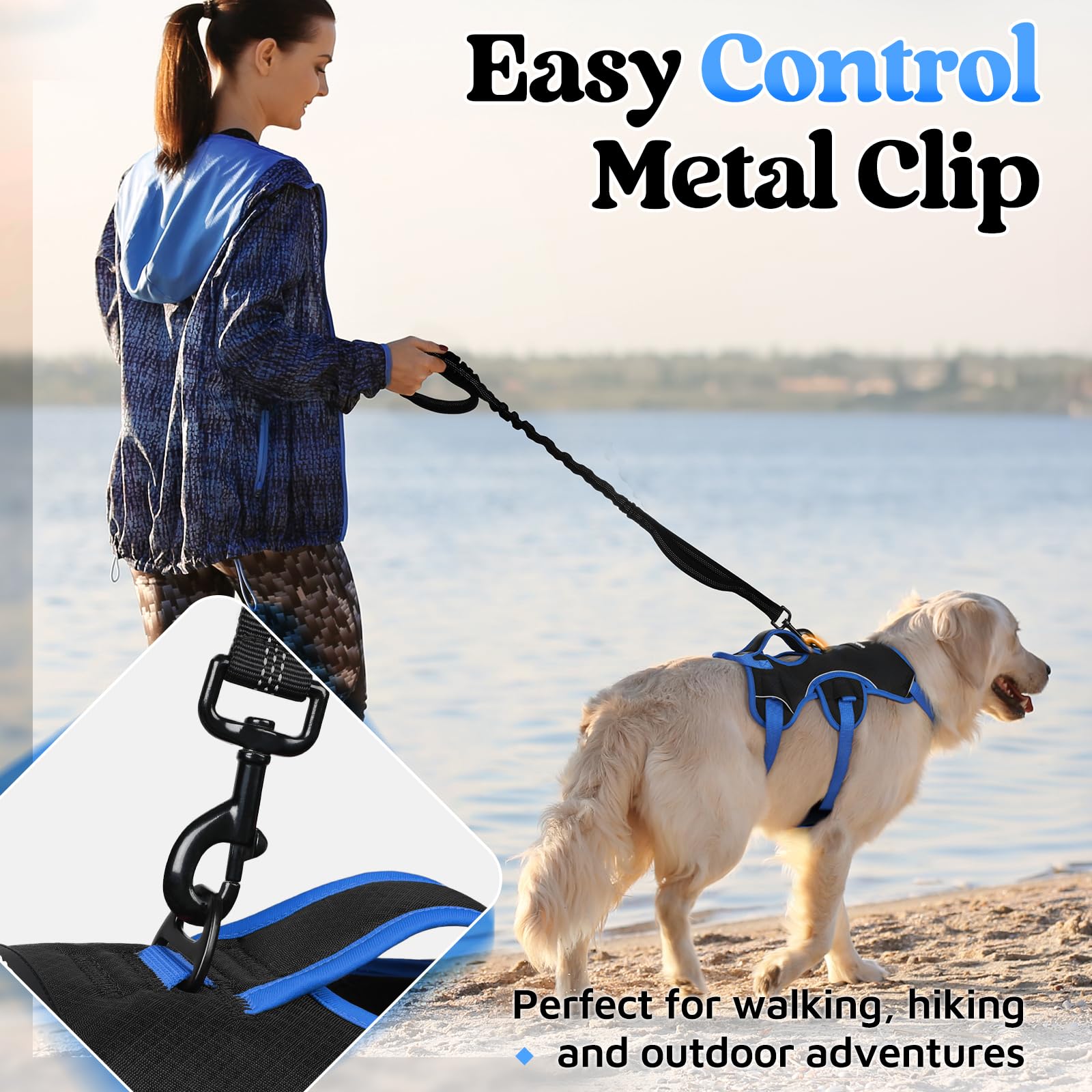 rabbitgoo dog harness showing its breathable padded air mesh.