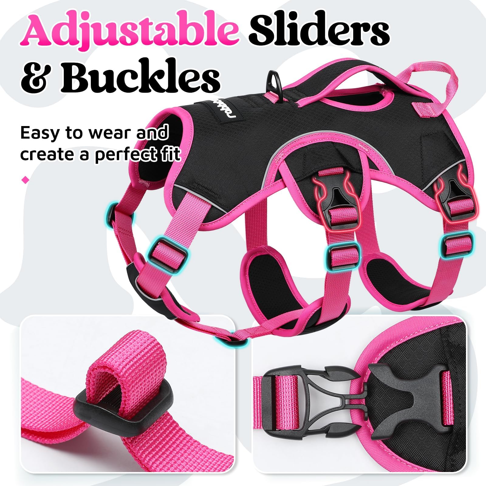 rabbitgoo dog harness detail highlighting the padded air mesh.