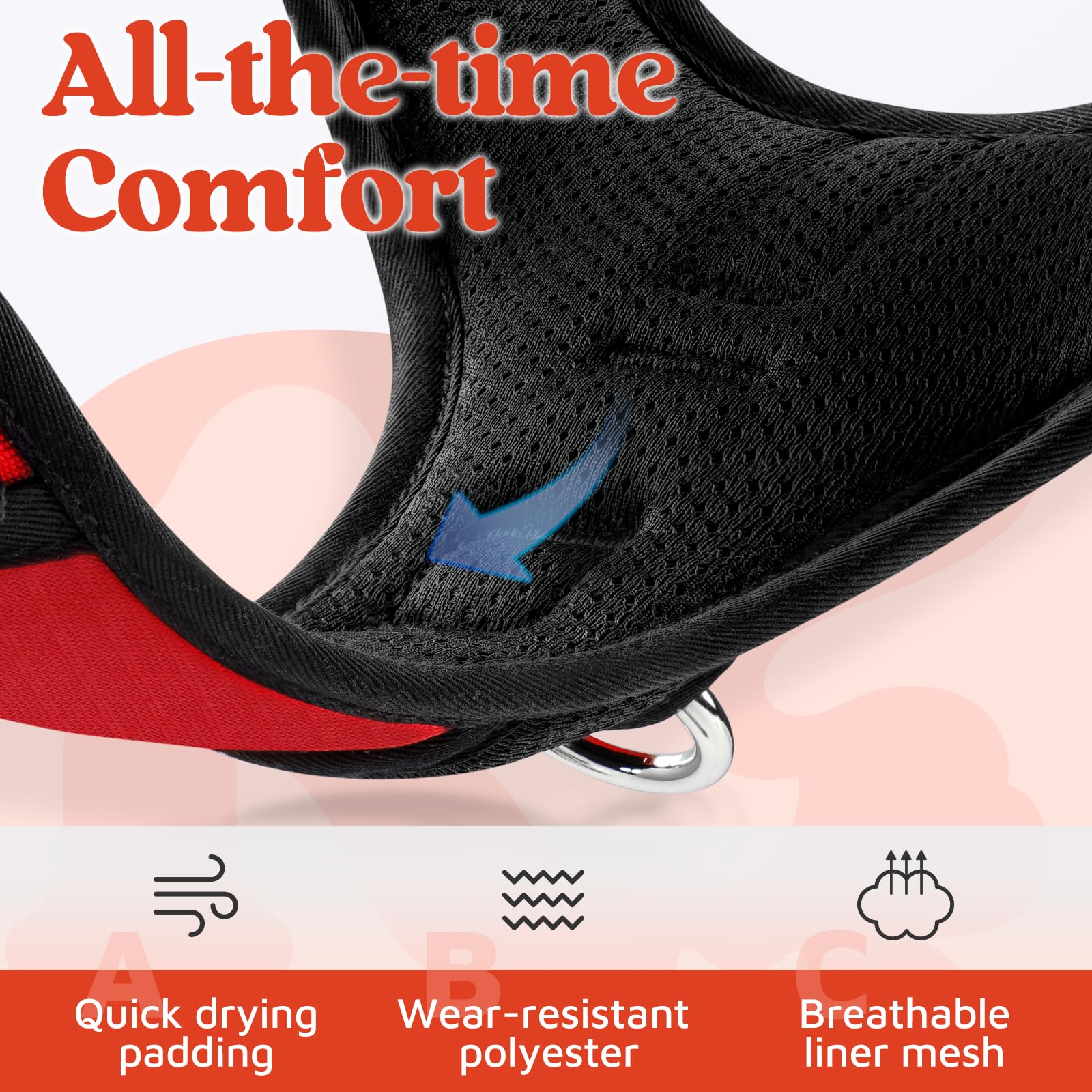 rabbitgoo dog harness back leash clip.