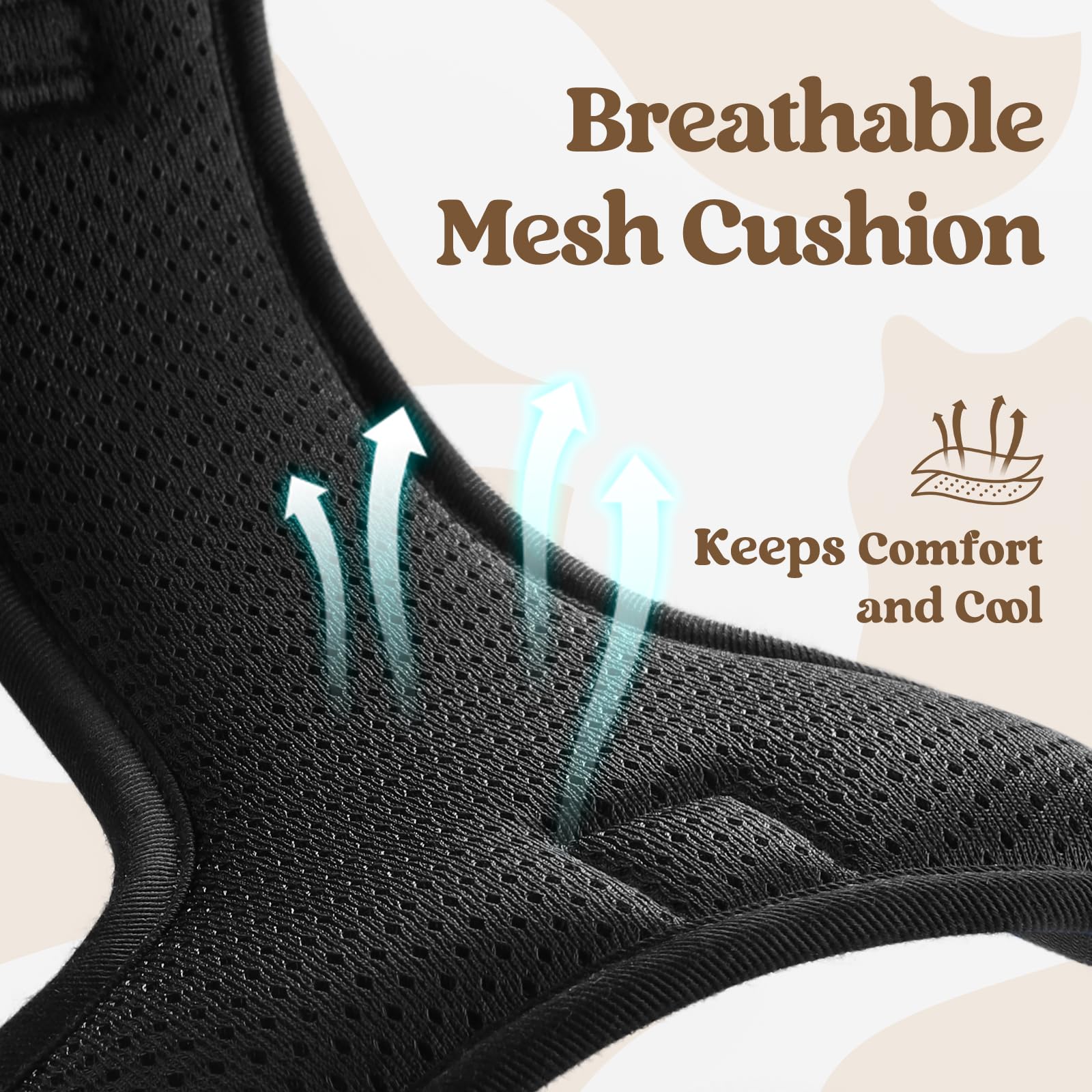 rabbitgoo Dog Harness detail showing the top handle for close control.