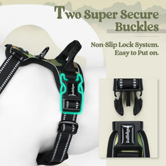 rabbitgoo Dog Harness detail showing its two metal leash attachment loops.