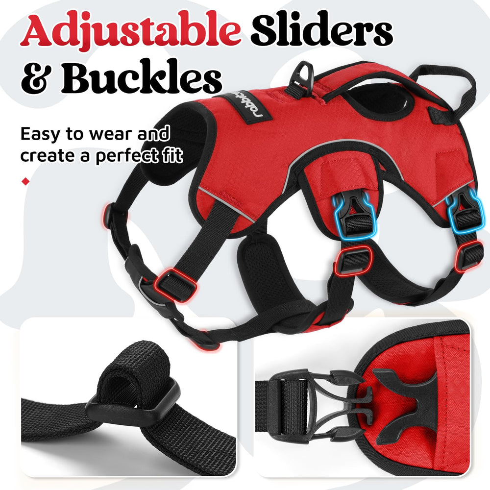 rabbitgoo medium dog harness with its sealed metal back D-ring.
