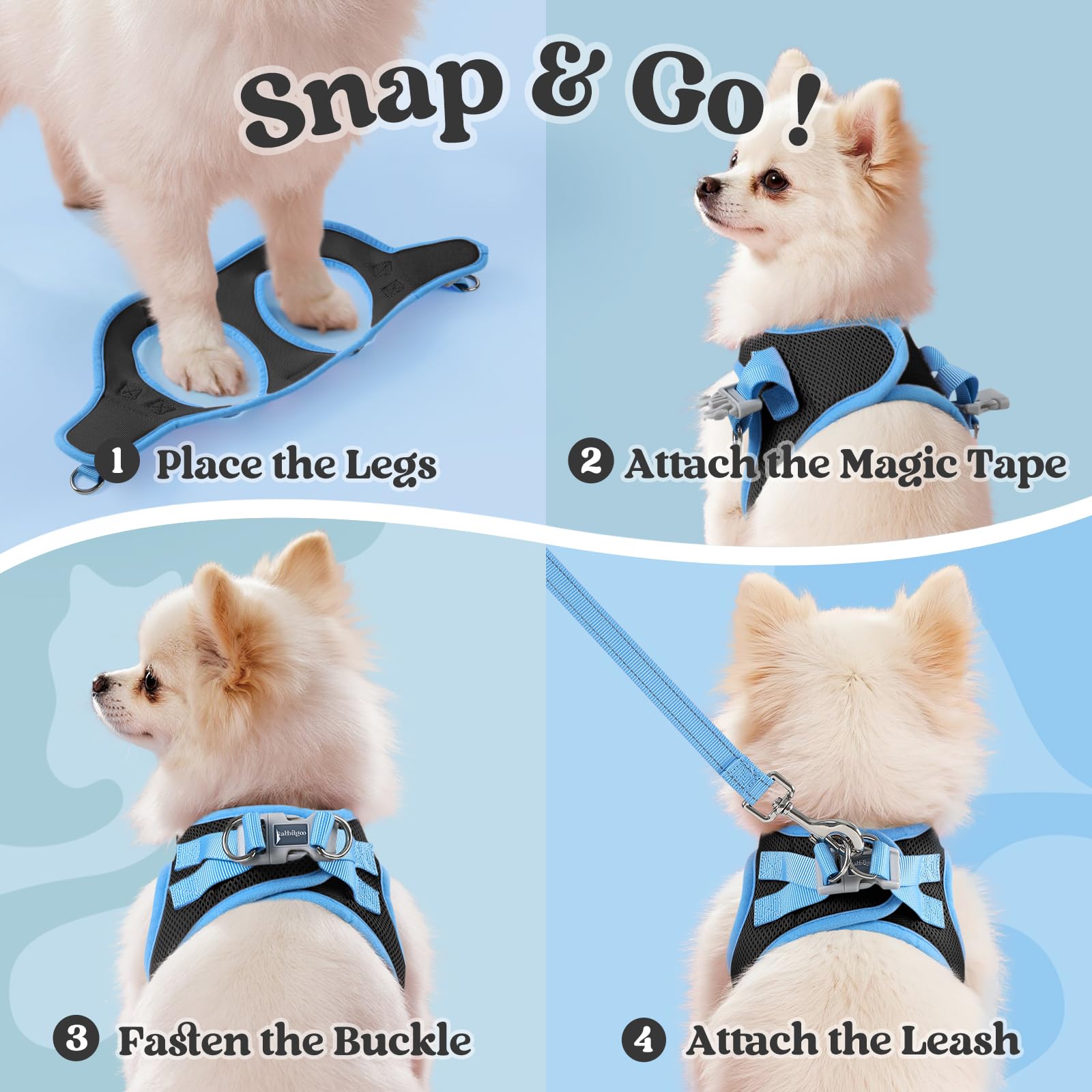rabbitgoo dog harness close-up showing breathable mesh and soft edges.