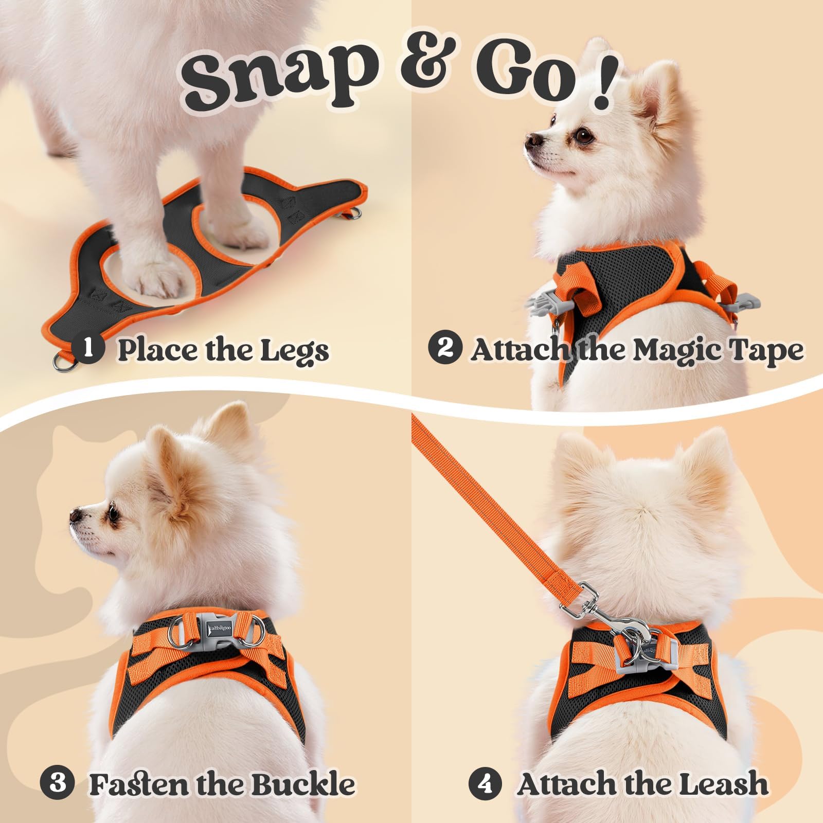 rabbitgoo dog harness close-up showing the breathable mesh fabric.