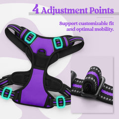 rabbitgoo Dog Harness detail highlighting the reflective strips.