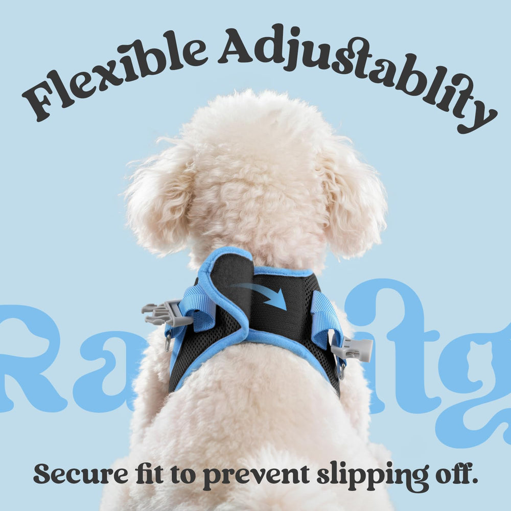 rabbitgoo dog harness detail showing the reflective strips.