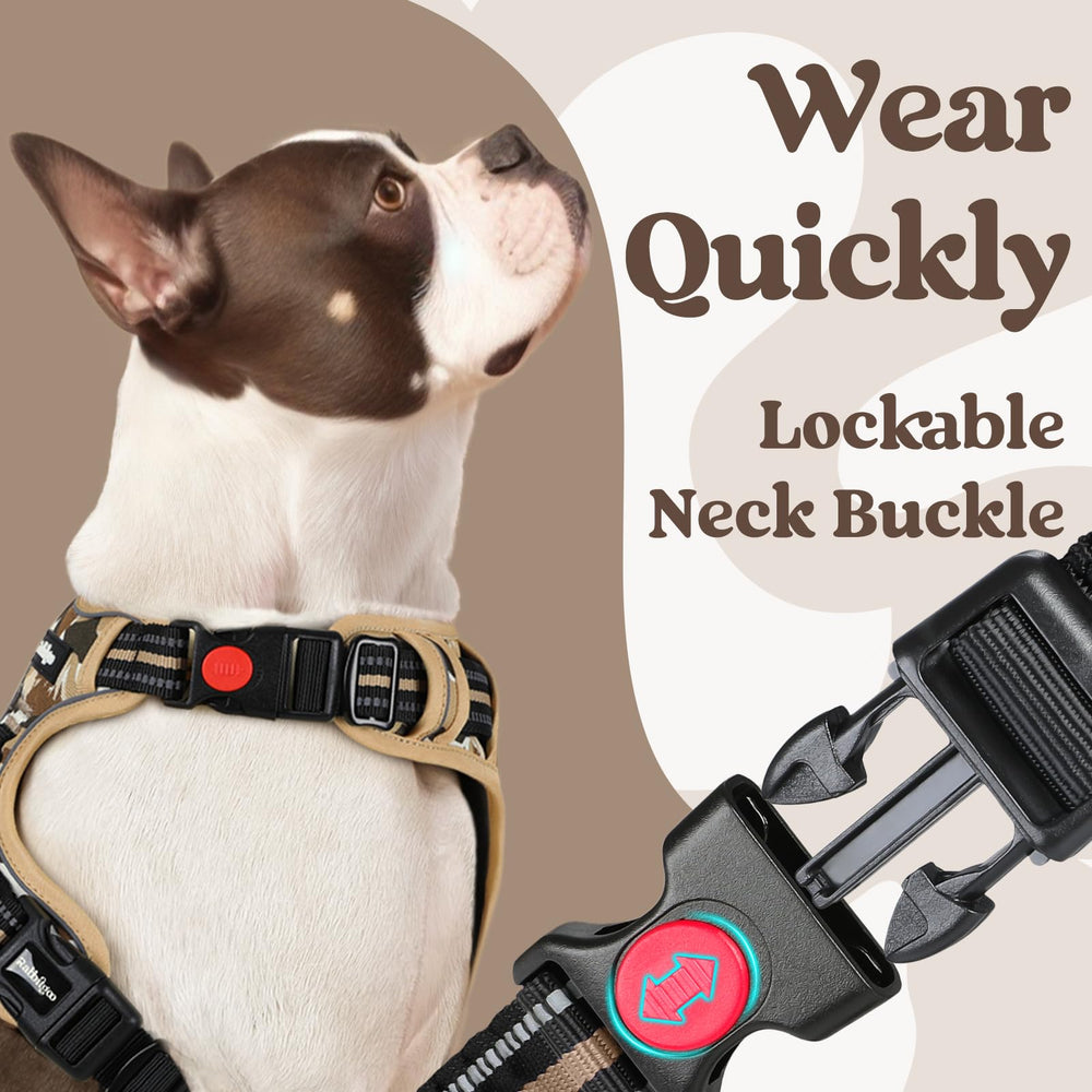 rabbitgoo Dog Harness for Large with its three-buckle closure visible.