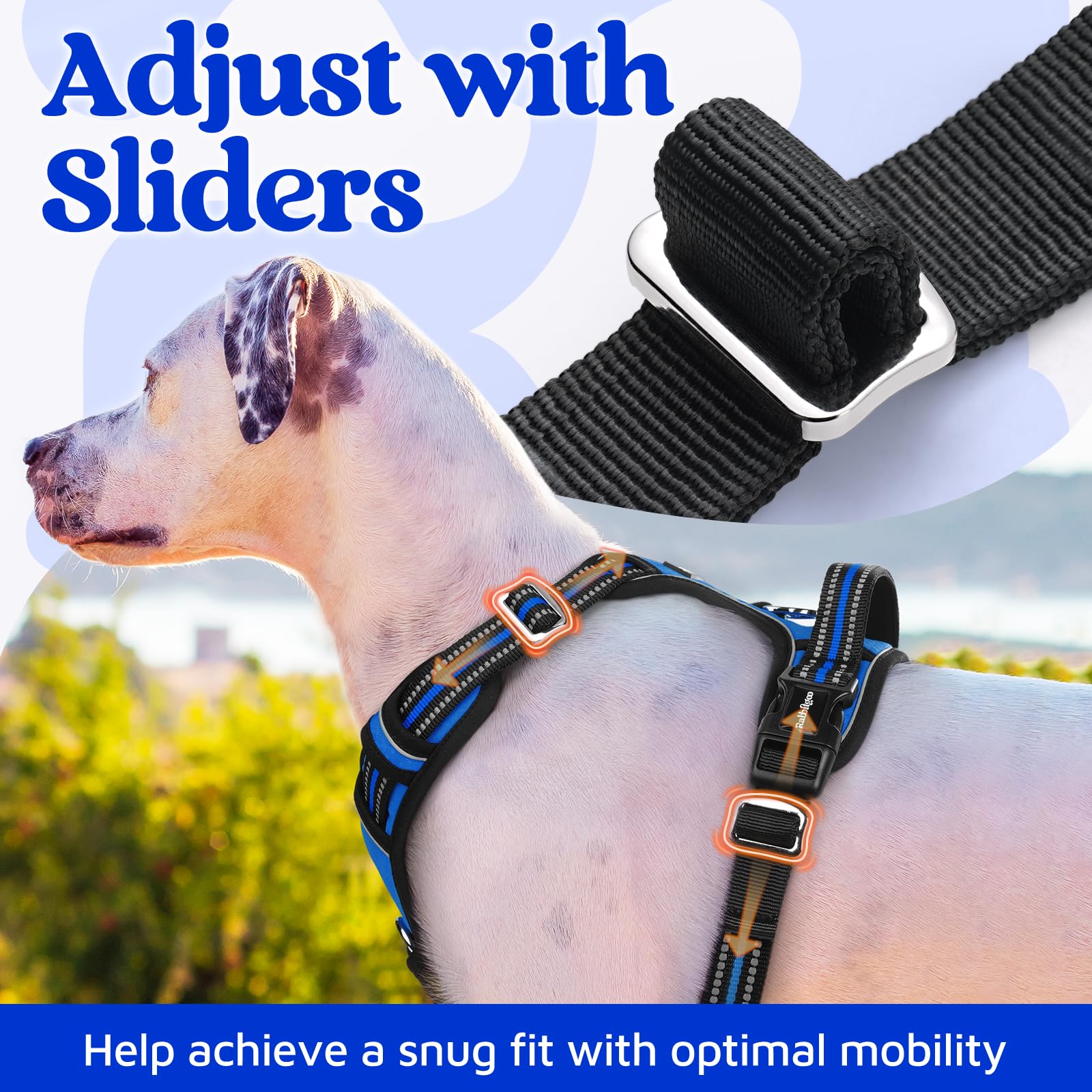 rabbitgoo dog harness widened top handle detail.