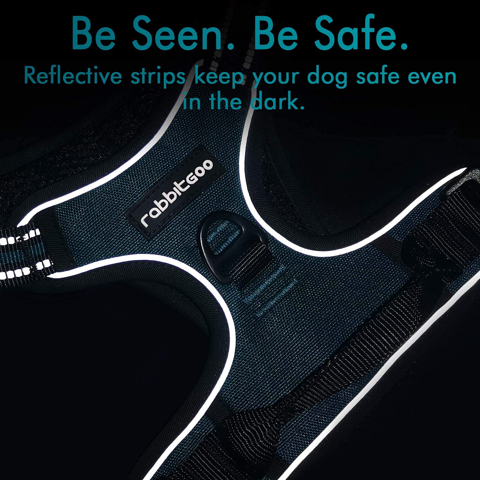 rabbitgoo small dog harness adjustable strap details.