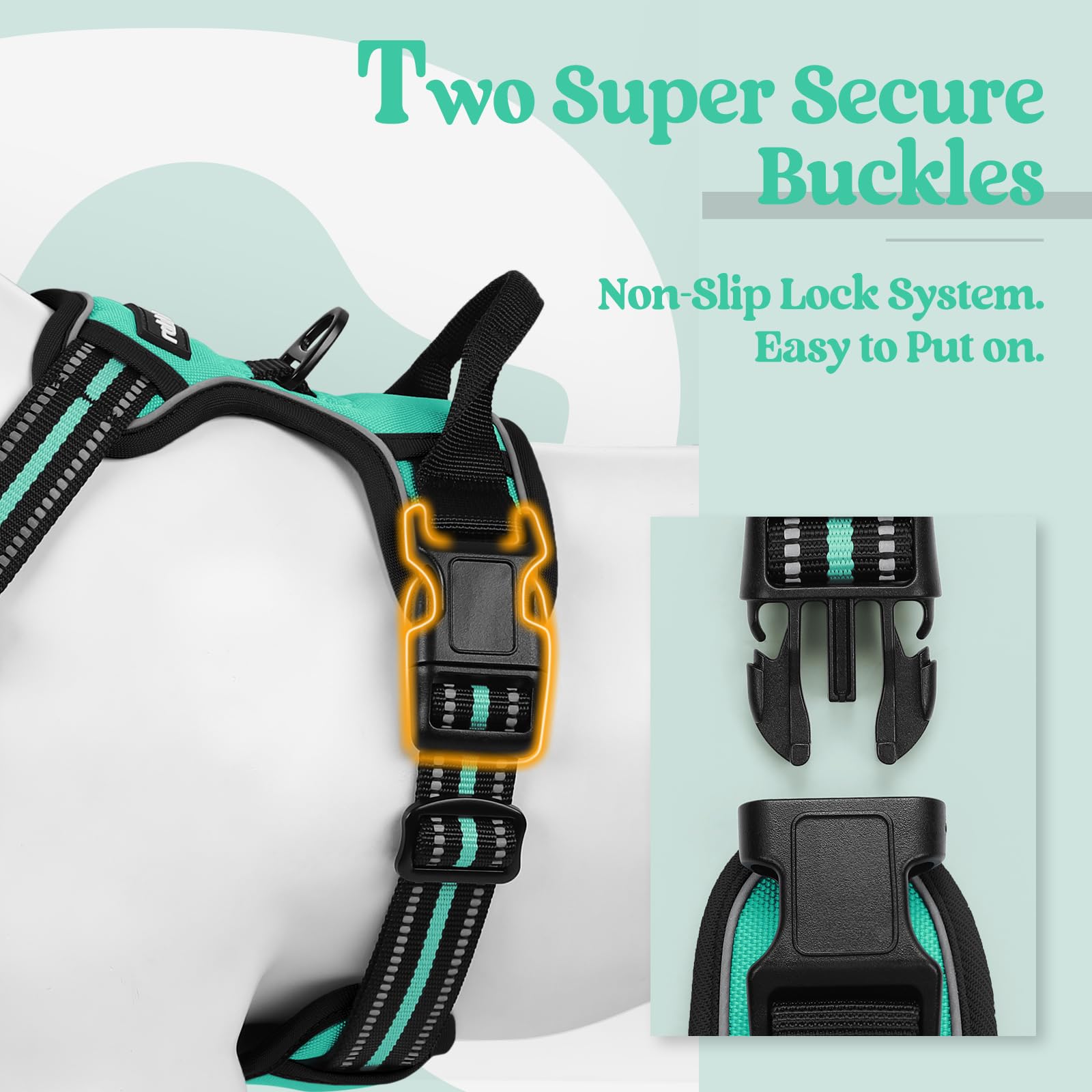 Rabbitgoo small dog harness back ring shown for leash attachment.