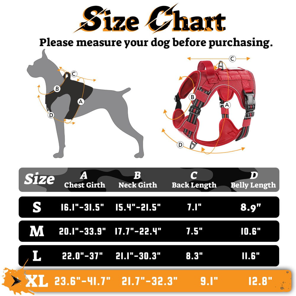 rabbitgoo Tactical Dog Harness adjustable shoulder and chest straps.