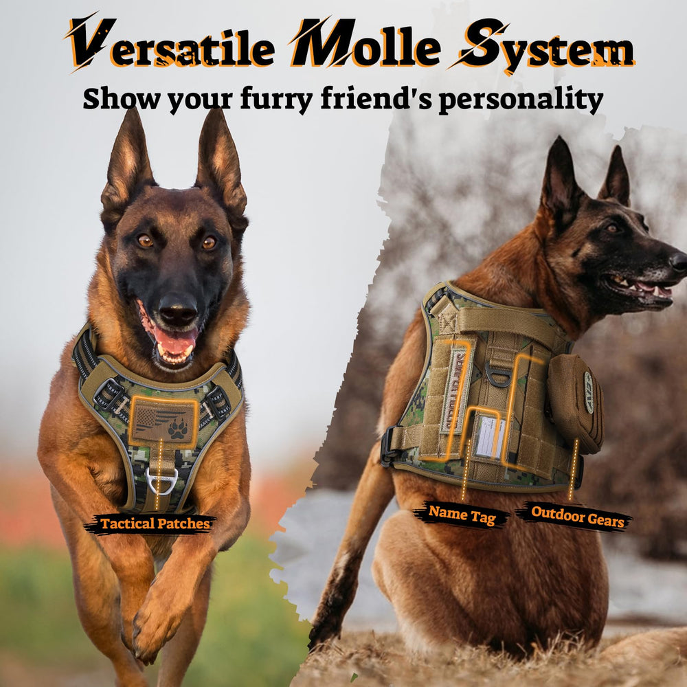 rabbitgoo Tactical Dog Harness adjustable shoulder and chest straps shown.