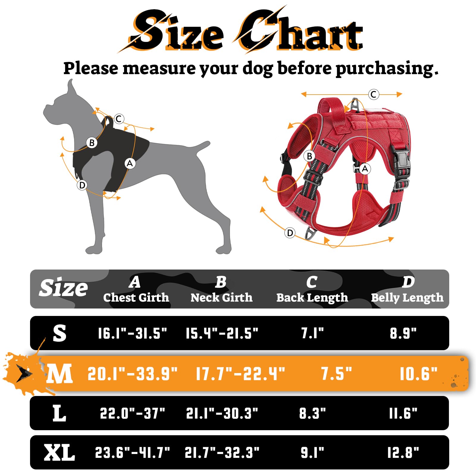 rabbitgoo Tactical Dog Harness back leash attachment clip.