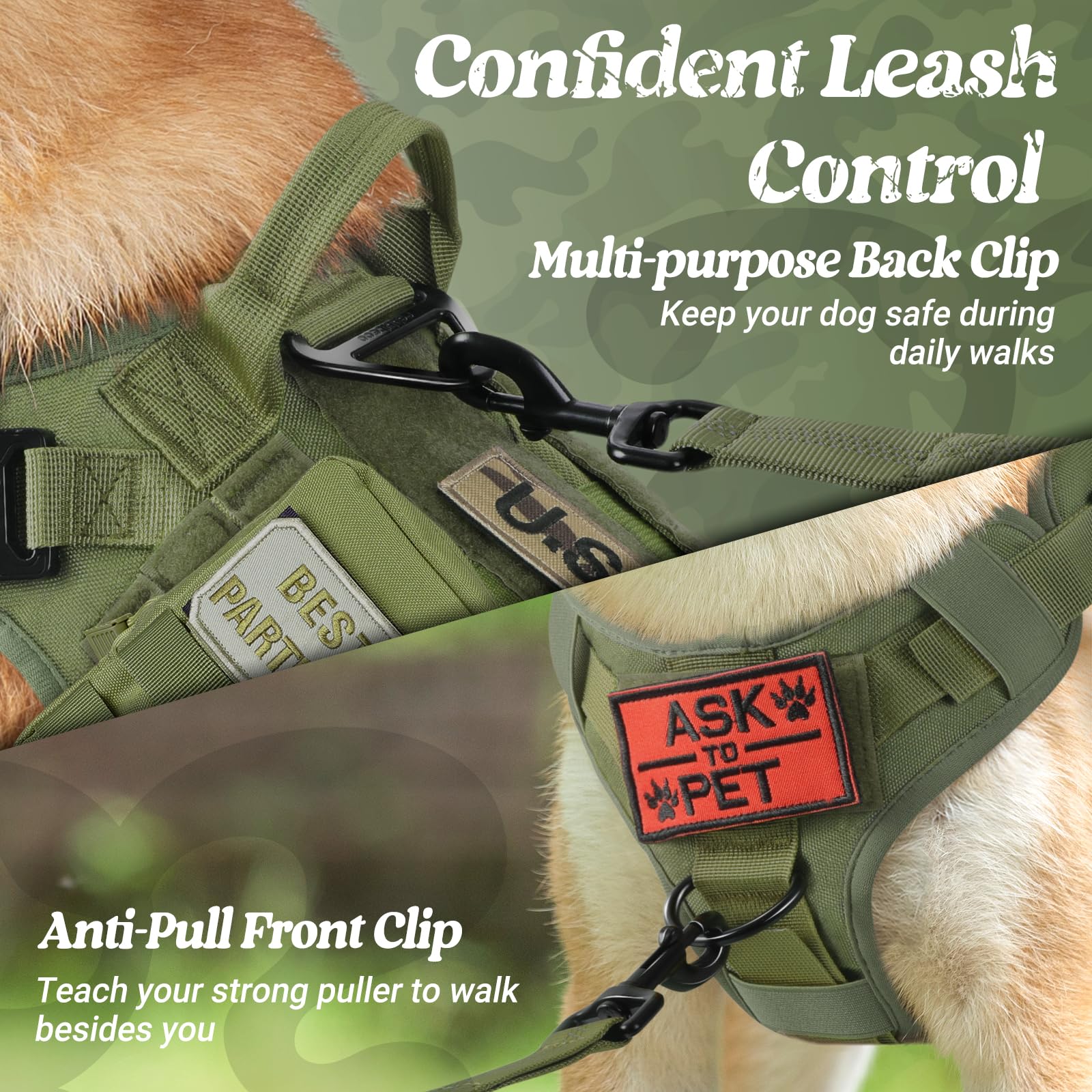 rabbitgoo Tactical Dog Harness shown from the back.