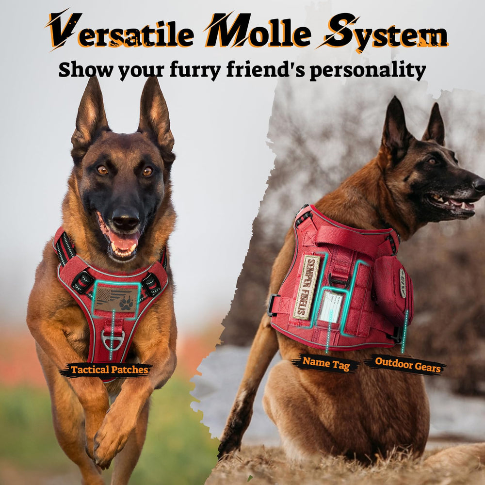 rabbitgoo Tactical Dog Harness removable middle slot for an ID card.