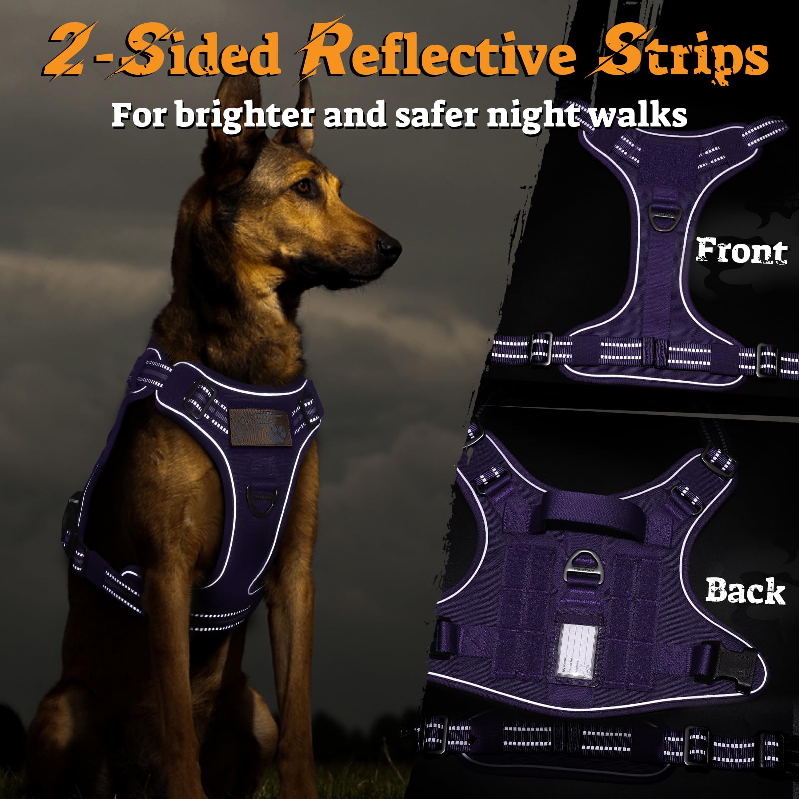 rabbitgoo Tactical Dog Harness large padded control handle.